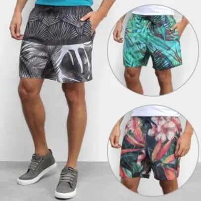 APP Kit 3 Bermudas Mood Tropical Masculinas - Preto - Tam P + Frete grátis