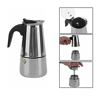 Cafeteira Italiana Expresso 200ml em Inox Para 4 Xícaras