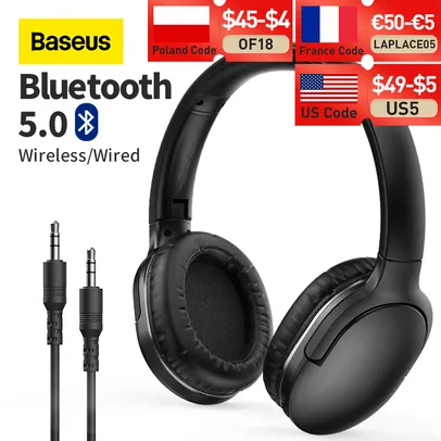 Baseus D02 Pro Wireless Headphones Bluetooth Earphone 5.0 Foldable Headset Sport Headphone Gaming Phone Fone Bluetooth Earbuds - Ear