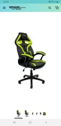 [PRIME]Cadeira Gamer MX1 Giratória Preto e Verde, Mymax, 25.009041