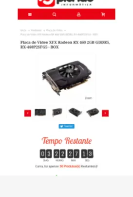 Placa de Video XFX Radeon RX 460 2GB GDDR5, RX-460P2SFG5 - BOX - R$450
