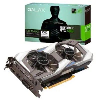 Placa de vídeo - NVIDIA GeForce GTX 1060 (6GB / PCI-E) - Galax OC 60NRJ7DSX1PO-ANCG - R$1000