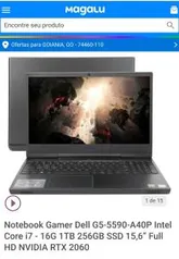 Notebook Gamer Dell G5-5590-A40P Intel Core i7 - 16G 1TB 256GB SSD