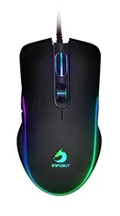 InfoKit Mouse Gamer USB Anatômico com Led Flow Effect Ajuste de DPI Sensor Óptico 6400DPIs Botões La