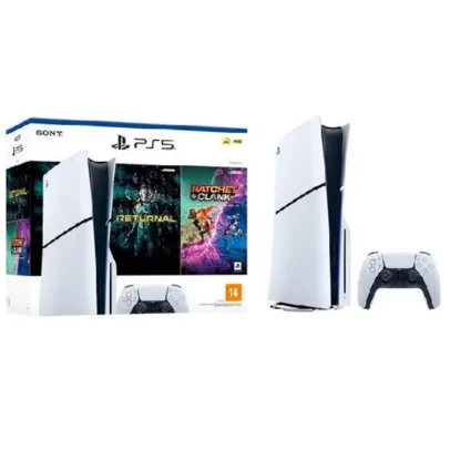 Console PlayStation 5 Slim Edition Branco + Returnal e Ratchet e Clank + Controle Sem Fio Dualsense Branco 