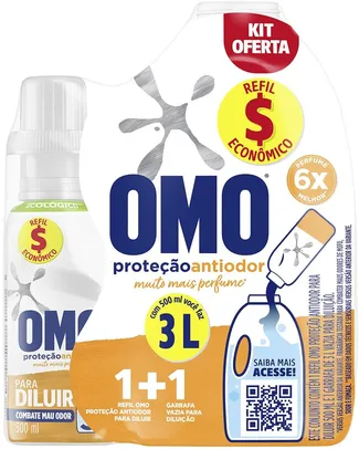 [Prime] Kit Garrafa para Diluição + Lava-Roupas Líquido para Diluir Omo Proteção Antiodor | R$ 20