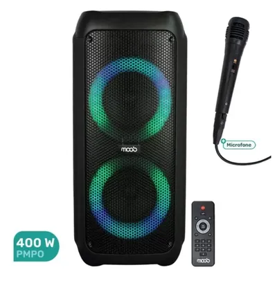 Caixa de Som Acústica Amplificada Moob 400W com Bluetooth TWS, Microfone, USB e Entrada de Guitarra