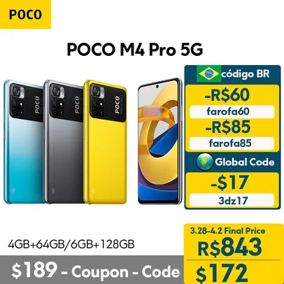 Smartphone POCO M4 Pro 5G NFC 6GB 128GB Smartphone MTK Dimensity 810 6.6" 