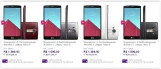 [Sou Barato] Smartphone LG G4 Desbloqueado Android 5.1 Lollipop Tela 5,5'' 32GB Wi-Fi Câmera de 16MP (Varios Modelos) por R$ 1599