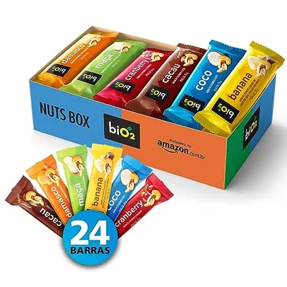 biO2 Display de Barra de Castanha e Frutas, Vegana e Sem Glúten - 24 unidades de 25g, Nuts box Exclusivo Amazon