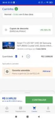 Smart TV LED 50" UHD 4K Samsung 50TU8000 - R$2015