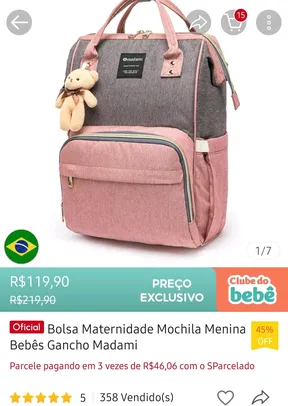 Bolsa Maternidade Mochila Menina Bebês Gancho Madami 