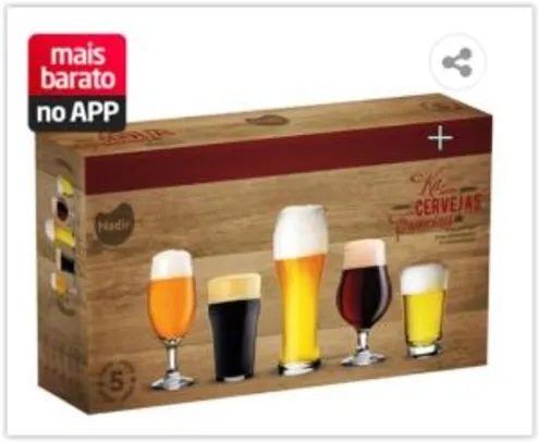 Conjunto de Copos para Cervejas Especiais Nadir – 5 Peças | R$ 39