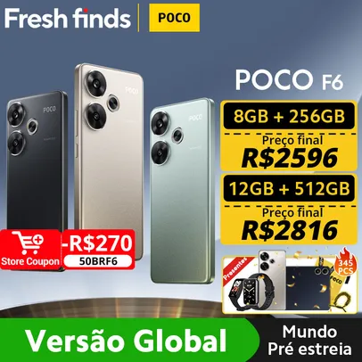 Snapdragon POCO F6 Smartphone, Novo®Câmera dupla CrystallRes AMOLED com OIS,