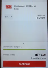 10 kit kat  por R$ 10,00. Adicionar 2 combos 5 kit kat