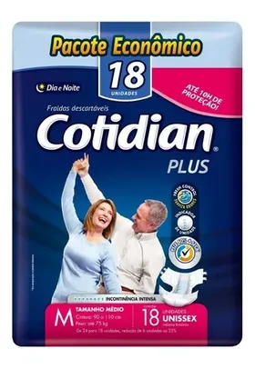 Fralda adulto Cotidian Plus M Com 18 Unids