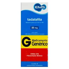 (SÃO PAULO) TADALAFILA 20MG 4 COMPRIMIDOS - EMS - GENÉRICO