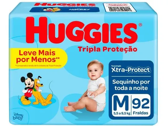 Fralda Huggies Tripla Proteção - Tam. M 5,5 a 9,5kg 92 Unidades 