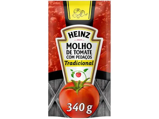 [APP/CLIENTE OURO/LEVE 3 PAGUE 2] Molho de tomate tradicional Heinz 340g | R$1,61