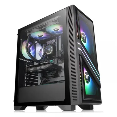 Gabinete Gamer Thermaltake Versa T35 TG RGB, Mid Tower, Vidro Temperado, Black, ATX, Sem Fonte, Com 