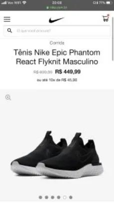 Tênis Nike Epic Phantom React Flyknit Masculino R$ 449