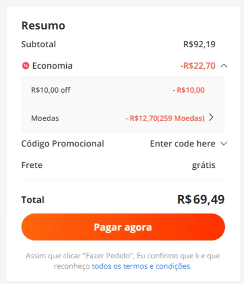 Imagem na descrição da promoção