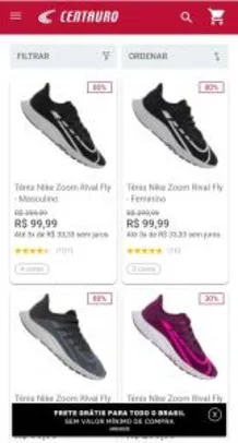 Tênis Nike Zoom Rival Fly - Masculino e Feminino a R$ 99
