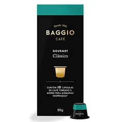 (R$5,59 REC+10unid) Cápsulas de Café Baggio Café Clássico, compatível com Nespresso, 10 cápsulas