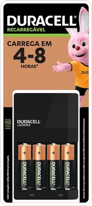 Carregador de Pilhas Recarregáveis AA e AAA Com 4 Pilhas AA DURACELL