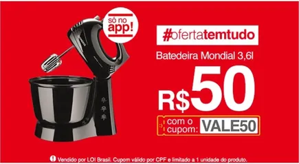 [APP] Batedeira Mondial Preta Com 3 Velocidades 3,6L 110V | R$50