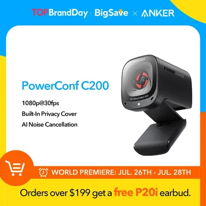 [Moedas R$ 223] Webcam Anker PowerConf C200 2K