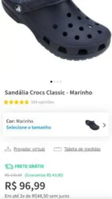 Sandália Crocs Classic - Marinho R$ 97