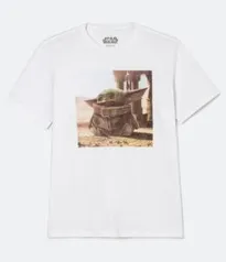 MATERIAL SUSTENTÁVEL CAMISETA MANGA CURTA COM ESTAMPA YODA BRANCO | R$24