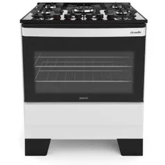 Fogão 5 Bocas Automático Mesa de Vidro Piacere Vetro Mueller Bivolt Branco