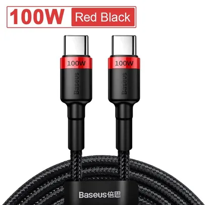 [Taxa Inclusa] Baseus Cabo 100W Tipo-C para iPhone 15, Samsung Galaxy, Macbook, Xiaomi, 5A PD Carregamento Rápido, 2 Metros 