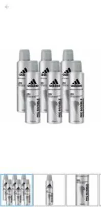 Kit com 6 Unidades Desodorante Aerosol Antitranspirante Masculino - Adidas Pro Invisible 150ml