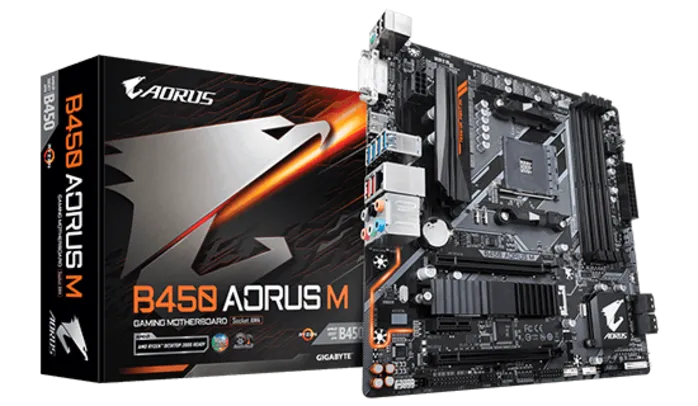 Placa Mãe Gigabyte B450 AORUS M, Chipset B450, AMD AM4, mATX, DDR4