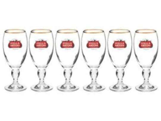 Jogo de Taças para Cerveja de Vidro 6 Peças - 250ml Ambev Stella Artois - R$80