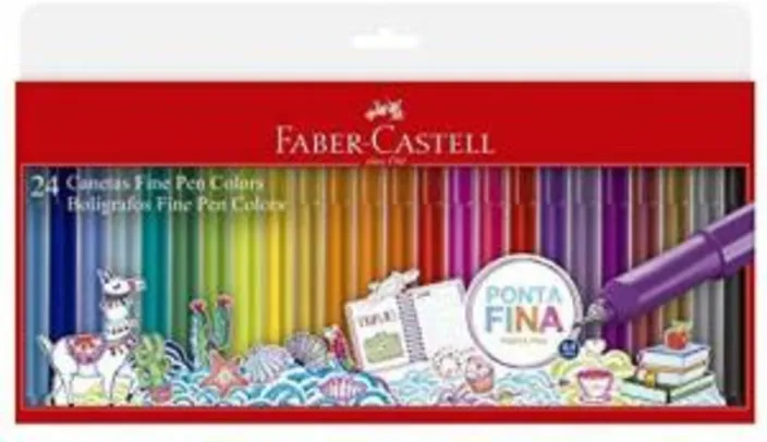 Caneta Ponta Fina, Faber-Castell, Fine Pen, FPB/ES24ZF, 24 Cores, Multicor