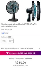 Ventilador Mesa Mondial 30 cm - R$30