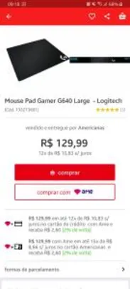 Mouse Pad Gamer G640 Large - Logitech | R$130