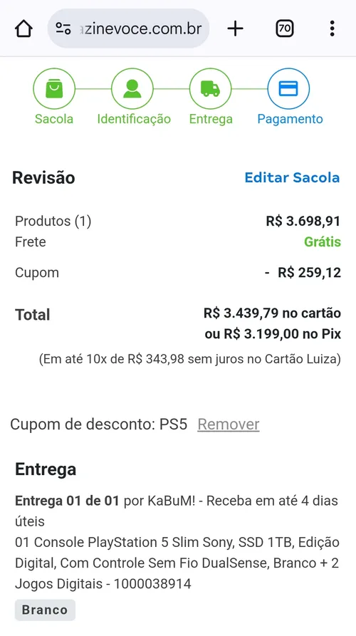 Imagem na descrição da promoção