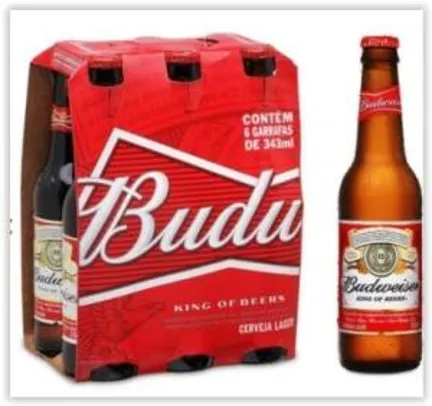 [Emporio da Cerveja] Budweiser 343ml - Caixa com 6 unidades Validade 17/02 por R$ 15