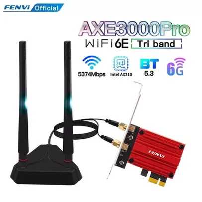 Fengvi adaptador wi fi 6e ax210 +Antena externa, tri band, 2,4g/5g/6ghz