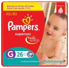 Fralda Descartável Pampers Supersec Pacote G 26 Unidades por R$13,10