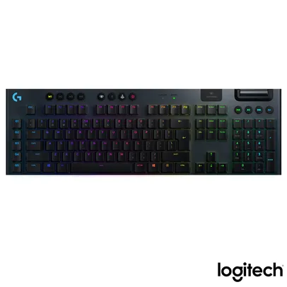 Teclado Mecânico para Jogos de Baixo Perfil RGB Sem Fio Preto - Logitech - G915