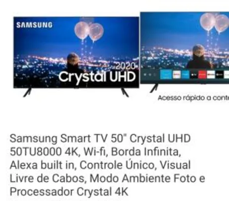[Reembalado] Samsung Smart TV 50" Crystal UHD 50TU8000 4K | R$2.339