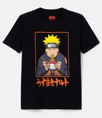 Blusa Alongada em Algodão com Estampa Frontal do Naruto