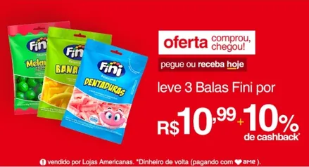 [AME 9,87R$] Balas Fini - 3 Por R$11 70/80/90/100G