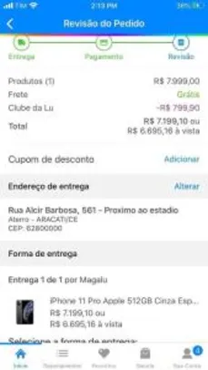 [Clube da Lu + App] iPhone 11 Pro 512Gb | R$6696